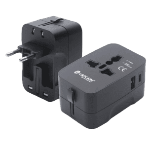 Lapcare Global Trotter 2Pin Travel Adaptor Plug | USB & Type-C Ports | Black | LIA-003