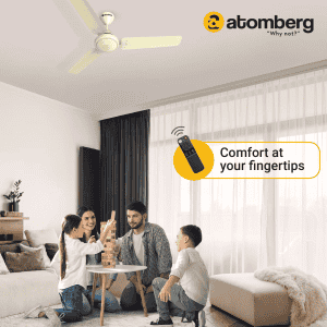 Atomberg Efficio Ceiling Fan | 1200 mm | 5 Star | BLDC Ceiling Fan with Remote Control | 3 Blade | Ivory