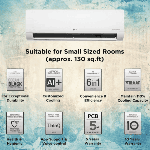 LG 6 in 1 Convertible 1 Ton Inverter Split Ac | 5 Star | White | TSNQ14JWZE