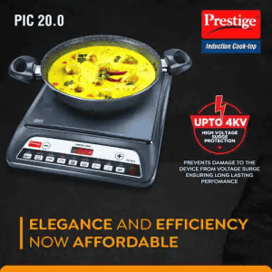 Prestige PIC 20.0 Induction Cooktop with Push Buttons | 1600 W | Black