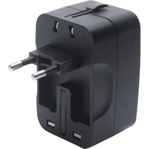 Lapcare Global Trotter 2Pin Travel Adaptor Plug | USB & Type-C Ports | Black | LIA-003