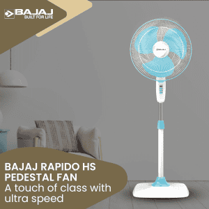 Bajaj Rapido Pedestal Fan | 400 mm | Pearl Blue | 251274