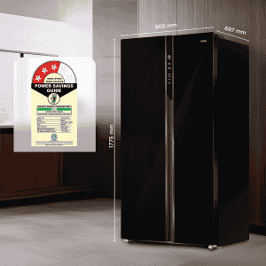 Haier Frost Free Side By Side Refrigerator | 602 L | Black Glass | HRS-682KGU1