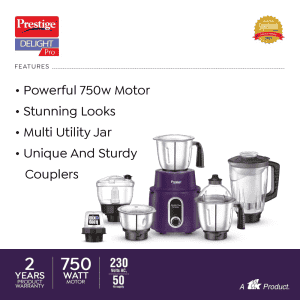 Prestige Delight Pro 6 Jar Mixer Grinder | 750 Watts | 6 Super Efficient Blades | 42532