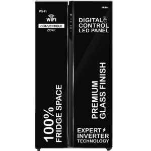 Haier Frost Free Side By Side Refrigerator | 602 L | Black Glass | HRS-682KGU1