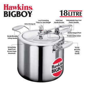 Hawkins Bigboy 18 L Inner Lid Pressure Cooker | Aluminium | Silver | BB18