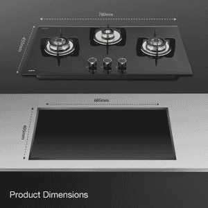 Kaff Built in Hob Glass Automatic Hob | 3 Burners | 78 cm | Black | VRH783