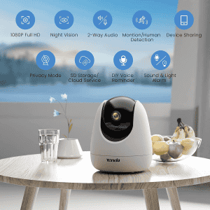 Tenda CP3 Security Pan/Tilt Smart Camera | 360° All-Round Vision | 1080P HD Wireless | White