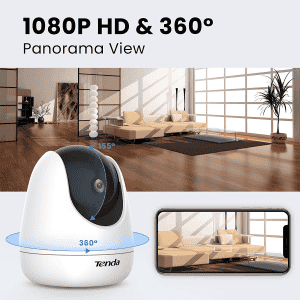 Tenda CP3 Security Pan/Tilt Smart Camera | 360° All-Round Vision | 1080P HD Wireless | White