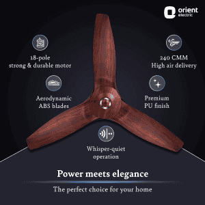 Orient Aeroquiet Silent Ceiling Fan | 1230mm | Wooden Finish