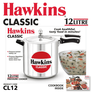Hawkins 12 L Classic Inner Lid Pressure Cooker | Aluminium | Silver | CL12