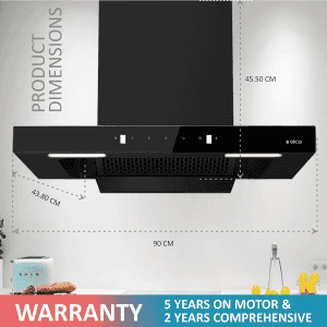 Elica  FL 900 SPT HAC MS NERO Auto Clean Wall Mounted Chimney | Black