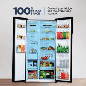 Haier Frost Free Side By Side Refrigerator | 602 L | Black Glass | HRS-682KGU1