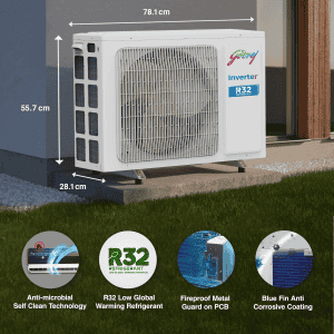 Godrej 1.5 Ton 3 Star 5 In 1 Convertible Cooling Split Inverter AC | Cypress Wood | SIC 18VTC3 WYB CYP