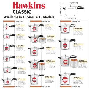 Hawkins 12 L Classic Inner Lid Pressure Cooker | Aluminium | Silver | CL12