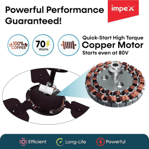 Impex Aero Blaze 3 Blade Ceiling Fan | 1200 mm | Brown