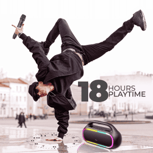 iGear Grape Portable Wireless Speaker with Wireless Rechargeable Mic | 70W | TWS Mode | Black