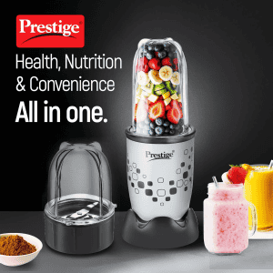 Prestige NutriMix 2.0 Mixer Grinder | 350W | 2 Multipurpose Jars | Black & Grey