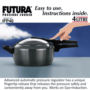 Hawkins Futura Inner Lid Induction Bottom Pressure Cooker | 4 L | Black | IFP40