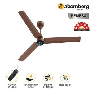 Atomberg Renesa Ceiling Fan | 1200 mm | 3 Blade | BLDC Ceiling Fan with Remote Control & LED Indicators | Matt Brown