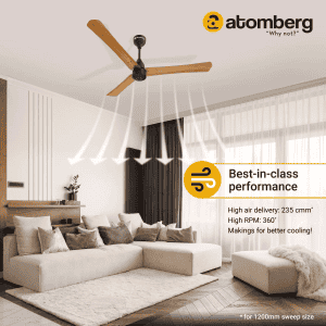 Atomberg Renesa + Ceiling Fan | 1200 mm | BLDC Ceiling Fan with Remote Control & LED Indicators | Golden Oak