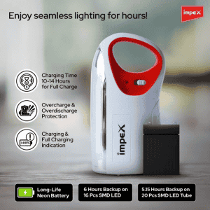 Impex Rechargeable LED Lantern | White & Red | IL 677