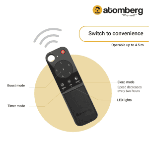 Atomberg Efficio Ceiling Fan | 1200 mm | 5 Star | BLDC Ceiling Fan with Remote Control | 3 Blade | Midnight Black