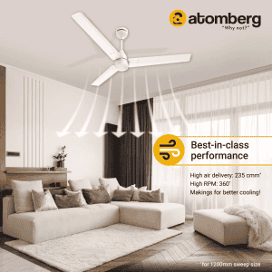 Atomberg Renesa Ceiling Fan with Remote | 1200mm | White | FG0295