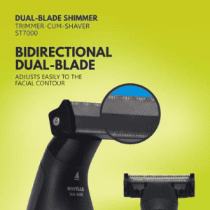 Havells ST 7000 Rechargeable Dual-Blade Shaver + Trimmer | Runtime: 60 min Trimmer for Men | Yellow