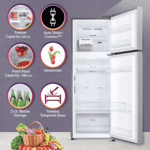 LG  Double Door Refrigerator | 246 L | 3 Star | Shiny Steel | GL-T262TPZX APZZEBN