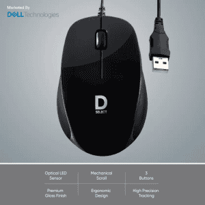 DSelect Dell Exclusive Wired Mouse | Black | DS111