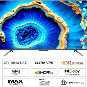 TCL 4K Ultra HD Smart QD Mini LED Google TV | 139 cm (55 inch) | Black | 55C755