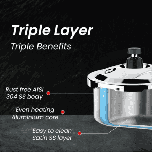 Ultra Triply Krono Pressure Cooker | 3.5 L | Stainless Steel