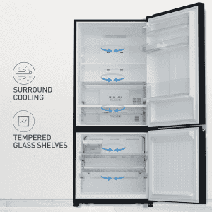 Panasonic Double Door Bottom Mount Refrigerator | 357 L | 2 Star | Prime Convertible 6 Stage Smart Inverter Frost-Free | NR-BK418BGMN