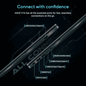 ASUS Gaming V16 Gaming Laptop | Intel Core 5 210H | 16 GB | 512 GB SSD | 6 GB Graphics | NVIDIA GeForce RTX 4050 | Matte Black | V3607VU-RP550WS