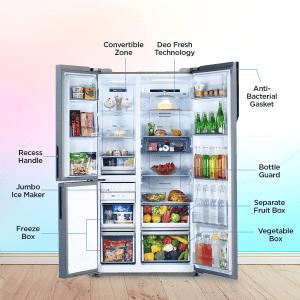 Haier Side by Side Refrigerator | 598L |  3-Star |  Expert Inverter | Grey Onyx Glass | HRT-683GOG-P