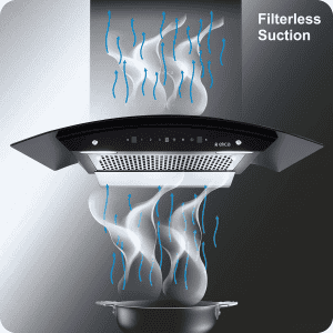 Elica WDFL 906 HAC LTW MS NERO Chimney | 1350 CMH | 90 cm | Auto Clean Curved Glass | Black