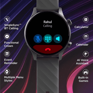 Fastrack Vivid Pro Smart Watch | Functional Crown | Black