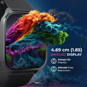 Titan Zeal Smartwatch | AMOLED | BT Calling | Black Mesh