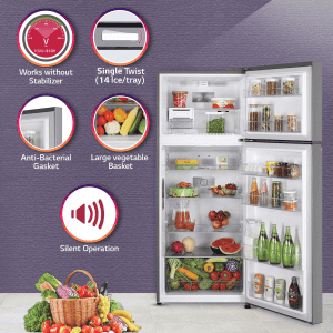 LG Double Door Refrigerator | 398 L | 2 Star | Frost Free Smart Inverter | Shiny Steel | GL-S422SPZY FPZZEBN