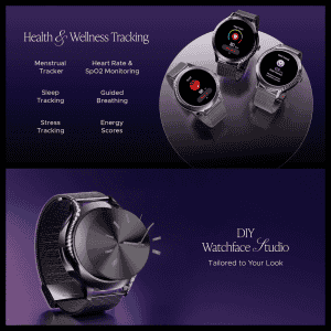boAt enigma Gem Smartwatch | AMOLED Display | Single Chip BT Calling | Metallic Black