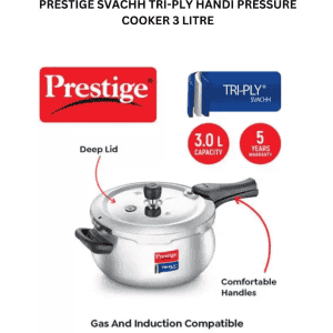 Prestige Svachh Triply Handi Outer Lid Induction Bottom Pressure Cooker | 3 L | 20706