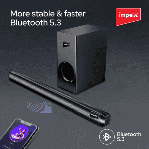 Impex Thunder Beat 3304 Soundbar with Subwoofer | 80W | Bluetooth 5.3 | Multiple Inputs | Black