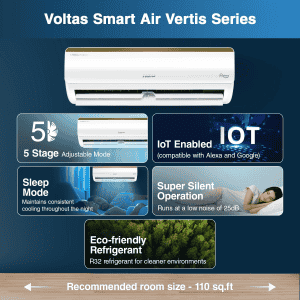 Voltas 125V Vertis Elite Gold Smart Air Inverter AC | 1 Ton | 5 star | White