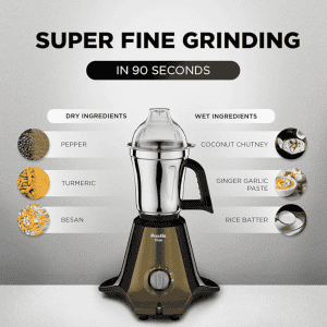 Preethi Titan Mixer Grinder | 3 Jars | 1000W | Black | MG-283