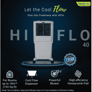 Symphony HiFlo 40 Personal Air Cooler | 40L | Light Grey