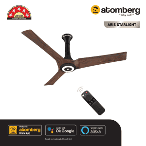 Atomberg Aris Starlight Ceiling Fan | 1200 mm | 3 Blade | BLDC Motor with Remote | Dark Teakwood