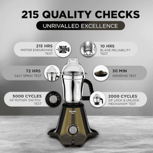 Preethi Titan Mixer Grinder | 3 Jars | 1000W | Black | MG-283