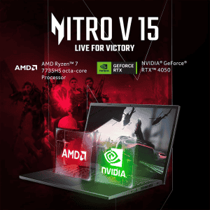 Acer Nitro V 15 Gaming Laptop | AMD Ryzen 7 7735HS | 16 GB | 512GB | ‎NVIDIA GeForce RTX 3050 6 GB | Obsidian Black | UN.QPFSI.00A