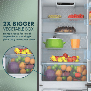 Haier Frost Free Double Door Refrigerator | 300 L | 2 Star | Brushline Silver | HRB-3502BS-P